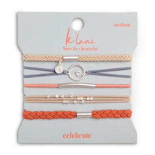 K'lani Celebrate Hair Tie Bracelets | Silver Wave Coastal 5-Pack