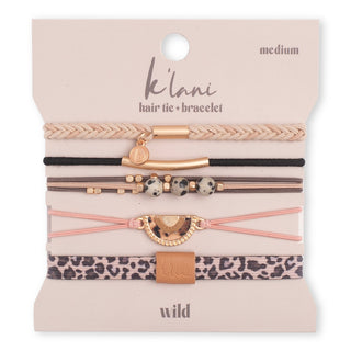 K'lani Wild Hair Tie Bracelets | Leopard Print + Stone 5-Pack