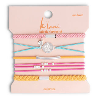 K'lani Embrace Hair Tie Bracelets | Pink + Turquoise Bright 5-Pack