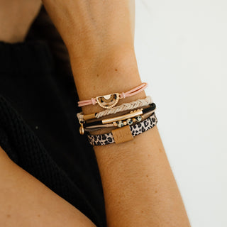 K'lani Wild Hair Tie Bracelets | Leopard Print + Stone 5-Pack