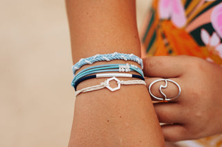 K'lani Dream Hair Tie Bracelets | Silver Hexagon Neutral 5-Pack