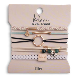 K'lani Flirt hair tie bracelets with polka dots and silver bow charm