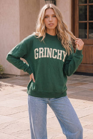 Green Grinchy graphic holiday sweatshirt