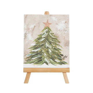 Easel w/ Canvas Holiday Tree Art