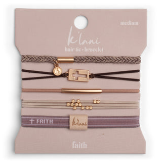 K'lani Faith Hair Tie Bracelets | Gold Cross 5-Pack