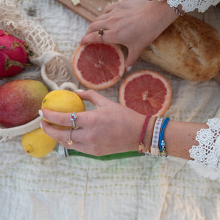 K'lani Dolce Vita Hair Tie Bracelets | Millefiori Glass + Heart 5-Pack