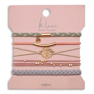 K'lani Explore Hair Tie Bracelets | Gold Compass 5-Pack