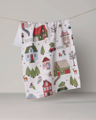 Winter Village Geometry Tea Towel