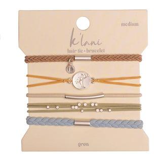 K'lani Grow Hair Tie Bracelets | Camel + Olive Earth Tone 5-Pack