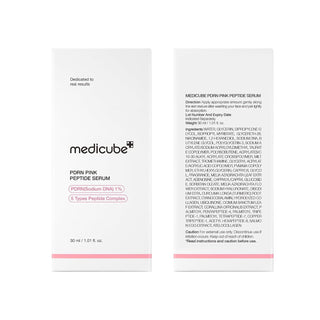 Front and back of box of Medicube Pink Peptide Serum on a white background