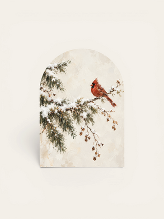 Single Cardinal on Snowy Branch Mini Arch