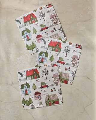 Winter Village Geometry Dishcloth Set of 3