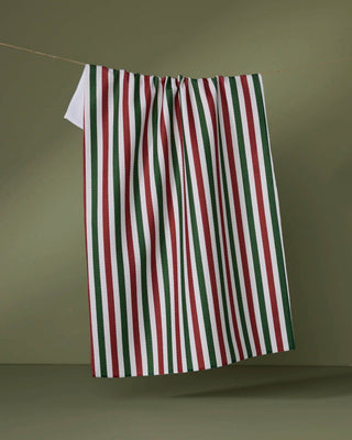 Ribbon Green Red Geometry Tea Towel