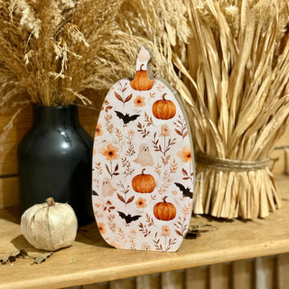 Spooky Night Tall Wood Pumpkin