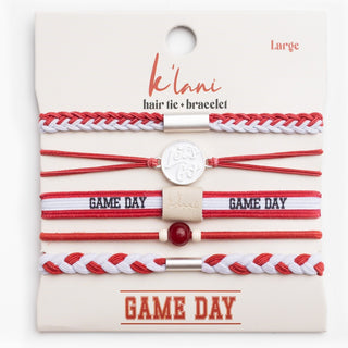 K'lani Red + White Game Day Hair Tie Bracelets | Team Spirit 5-Pack