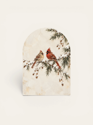 Two Cardinals on Snowy Branch Mini Arch