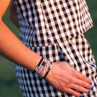 K'lani Unity Hair Tie Bracelets | Black + White Gingham 5-Pack