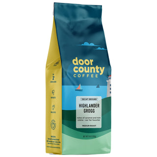 Door County Coffee Highlander Grogg Ground Coffee | Irish Cream & Caramel 10 oz