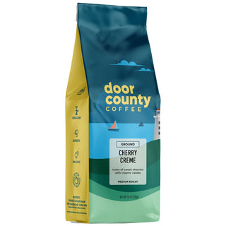 Door County Coffee Cherry Creme Ground Coffee | Cherry & Sweet Cream 10 oz