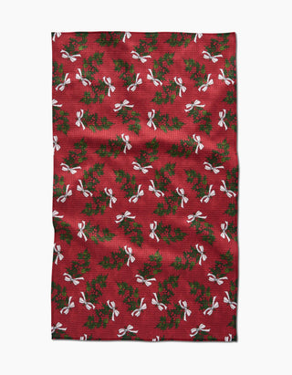 Christmas Berry Bow Geometry Tea Towel