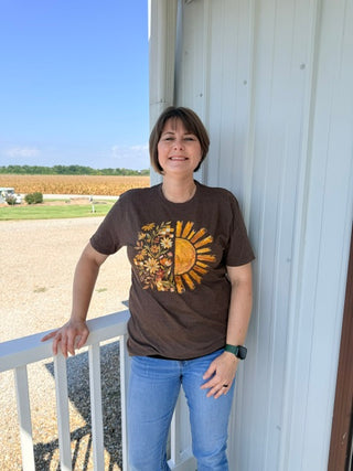 Boho Sun Floral Tee | Wildflower + Sunburst Graphic Tee