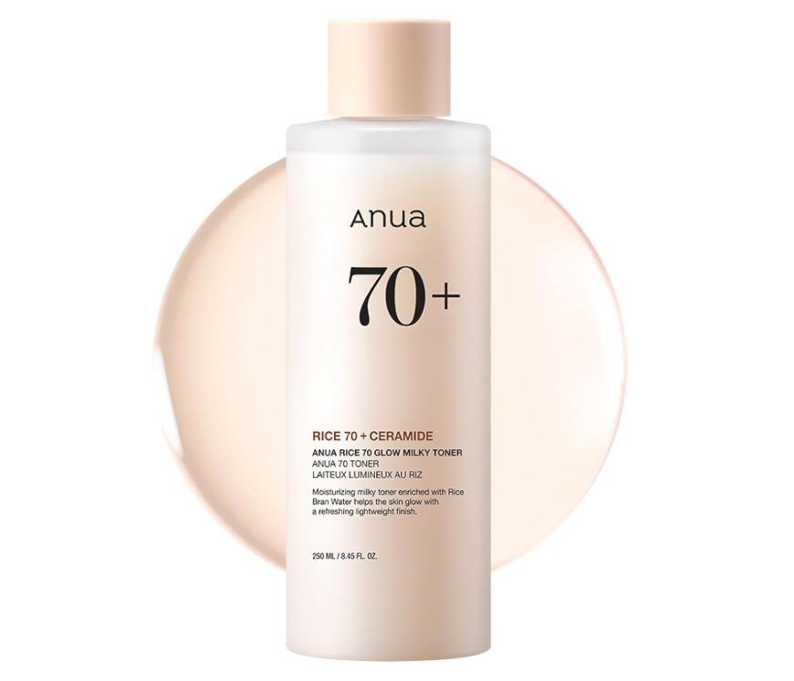Anua 70+ Rice 70 + Ceramide milk toner bottle 