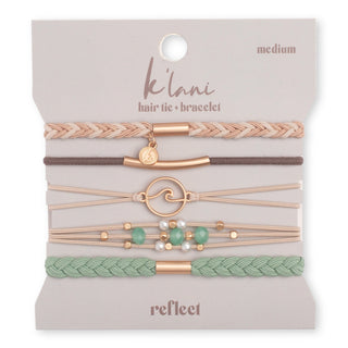 K'lani Reflect Hair Tie Bracelets | Gold Wave + Sage 5-Pack