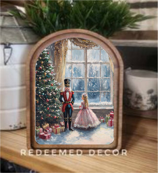 6x8 arch top framed art of a Nutcracker ballet dancer