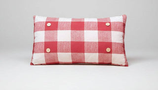 Lipstick Red Buffalo Plaid Lumbar Button Pillow