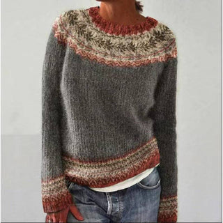 Fair isle crewneck sweater in charcoal