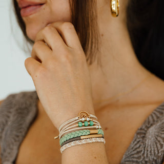 K'lani Reflect Hair Tie Bracelets | Gold Wave + Sage 5-Pack