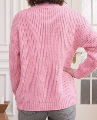 Pink Tree Drop Shoulder Cardigan