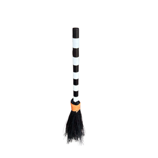 9" Black & White Striped Mini Witch Broom