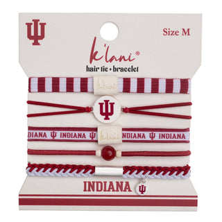 K'lani Indiana game day hair tie bracelets in crimson and cream