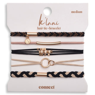 K'lani Connect Hair Tie Bracelets | Interlocking Gold Circles 5-Pack