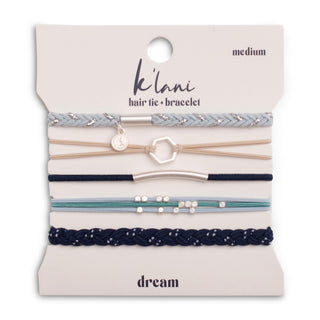 K'lani Dream Hair Tie Bracelets | Silver Hexagon Neutral 5-Pack