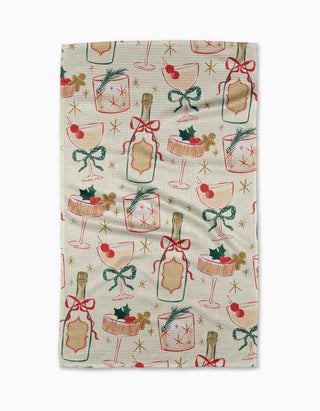 Christmas Cocktails Geometry Tea Towel