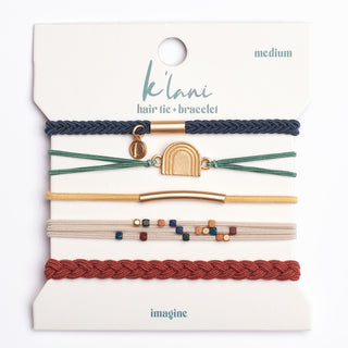 K'lani Imagine Hair Tie Bracelets | Gold Arch + Beaded 5-Pack