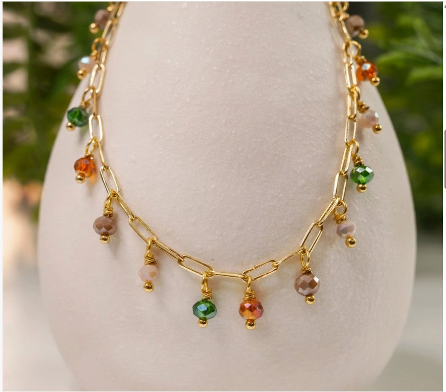 Kate Gold Paperclip Crystal Necklace